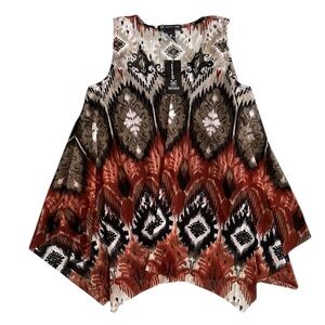 INC International Concepts Rust Black Cream Ikat Swing Tank